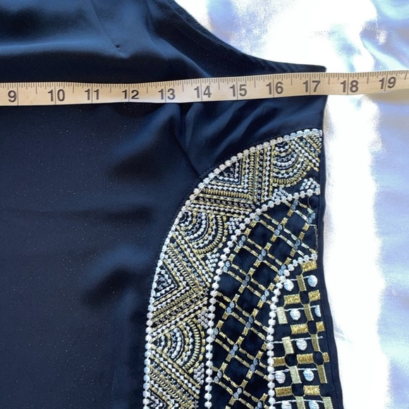 Lulumari Black Silky Halter Top Metallic Thread Embroidered Accent Panels Sz S - Picture 11 of 16